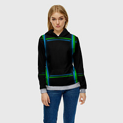 Толстовка-худи женская Neon green light blue, цвет: 3D-меланж — фото 2