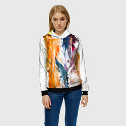 Толстовка-худи женская Разноцветные мазки кисти на палитре художника, цвет: 3D-черный — фото 2