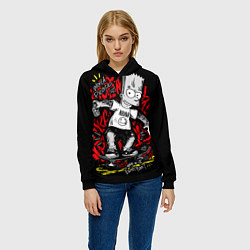 Толстовка-худи женская Барт в татуировках, цвет: 3D-черный — фото 2