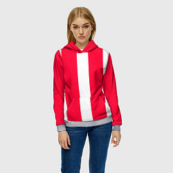 Толстовка-худи женская Color red white line, цвет: 3D-меланж — фото 2