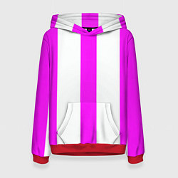 Толстовка-худи женская Color white pink lines, цвет: 3D-красный