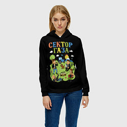 Толстовка-худи женская Сектор газа, мультяшный стиль, цвет: 3D-черный — фото 2