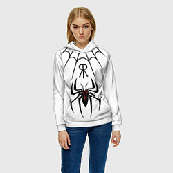 Толстовка-худи женская Паук на белом - the web of Fate, цвет: 3D-белый — фото 2