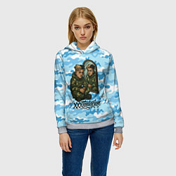 Толстовка-худи женская XXXTentacion сидит рядом с зеркалом, цвет: 3D-меланж — фото 2