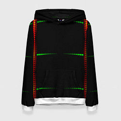 Толстовка-худи женская Color black green orange stripes, цвет: 3D-белый