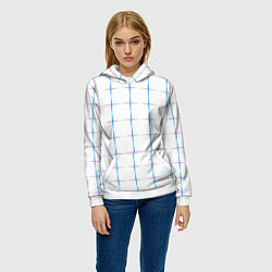 Толстовка-худи женская Color white blue stripes, цвет: 3D-белый — фото 2
