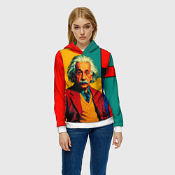 Толстовка-худи женская Эйнштейн поп-арт, цвет: 3D-белый — фото 2
