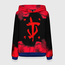 Толстовка-худи женская Doom огненные краски, цвет: 3D-синий