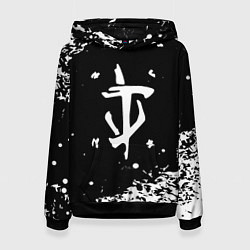 Толстовка-худи женская Doom белый всплеск красок, цвет: 3D-черный