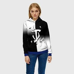 Толстовка-худи женская Doom black geometry, цвет: 3D-синий — фото 2