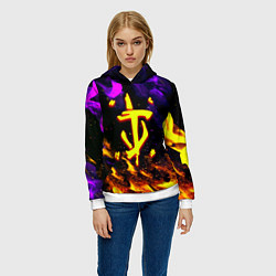 Толстовка-худи женская Doom огненный стиль, цвет: 3D-белый — фото 2