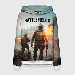 Толстовка-худи женская Солдаты из Battlefield 6, цвет: 3D-белый