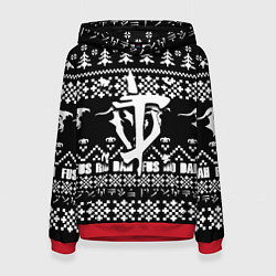 Толстовка-худи женская Doom x elders scrolls pattern, цвет: 3D-красный