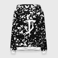 Толстовка-худи женская Дум белые брызги красок, цвет: 3D-белый