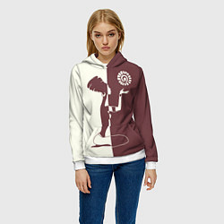 Толстовка-худи женская Силуэт африканки, цвет: 3D-белый — фото 2