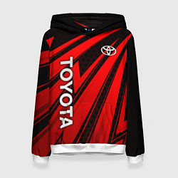 Толстовка-худи женская Тойота - красные полосы, цвет: 3D-белый