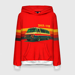 Толстовка-худи женская Ретро автобус ЗИЛ-118 поп-арт, цвет: 3D-белый