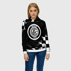 Толстовка-худи женская Inter клетка краски, цвет: 3D-белый — фото 2