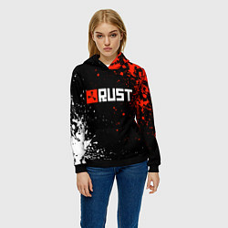 Толстовка-худи женская Раст - лого, цвет: 3D-черный — фото 2