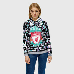 Толстовка-худи женская Логотипы игр Ливерпуль глитч, цвет: 3D-меланж — фото 2