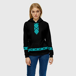 Толстовка-худи женская Вышиванка русская, цвет: 3D-черный — фото 2