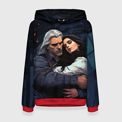 Толстовка-худи женская Йеннифэр и Геральт, цвет: 3D-красный