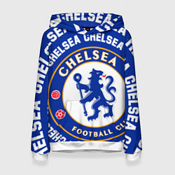 Толстовка-худи женская Челси надписи по кругу и логотип, цвет: 3D-белый