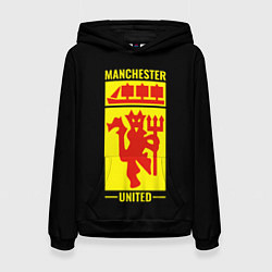 Толстовка-худи женская Манчестер Юнайтед дьявол, цвет: 3D-черный