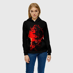 Толстовка-худи женская Клинок, рассекающий демонов Танддиро, цвет: 3D-черный — фото 2