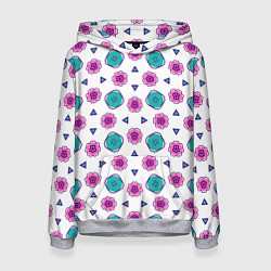Толстовка-худи женская Цветочно-геометрический паттерн, цвет: 3D-меланж