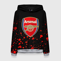 Толстовка-худи женская Арсенал красные краски всплеск, цвет: 3D-меланж
