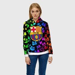 Толстовка-худи женская Барселона x Маршмэллоу неоновый градиент, цвет: 3D-белый — фото 2