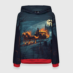 Толстовка-худи женская Призраки в горящей конной повозке, цвет: 3D-красный