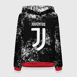Толстовка-худи женская Ювентус брызги красок, цвет: 3D-красный