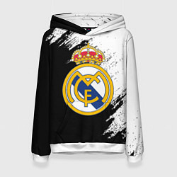 Толстовка-худи женская Real Madrid текстура штрихи, цвет: 3D-белый