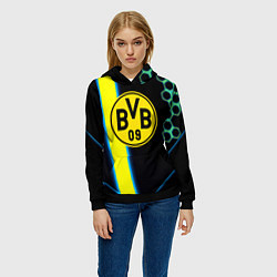 Толстовка-худи женская Borussia соты броня, цвет: 3D-черный — фото 2