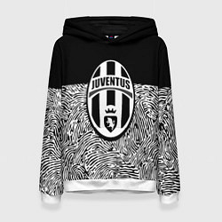Толстовка-худи женская Juventus отпечатки текстура, цвет: 3D-белый