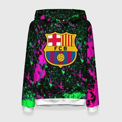Толстовка-худи женская Барселона кислотные неоновые краски, цвет: 3D-белый