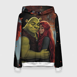 Толстовка-худи женская Шрек и принцесса Фиона, цвет: 3D-белый