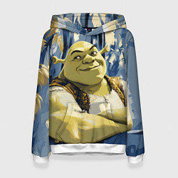 Толстовка-худи женская Шрек с ухмылкой, цвет: 3D-белый