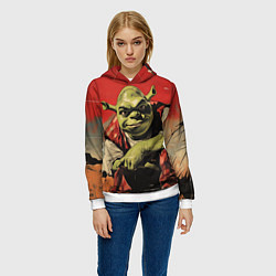 Толстовка-худи женская Шрек на фоне природы, цвет: 3D-белый — фото 2