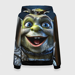 Толстовка-худи женская Крупное лицо Шрека, цвет: 3D-черный