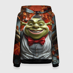 Толстовка-худи женская Шрек в деловом костюме, цвет: 3D-черный