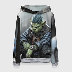 Толстовка-худи женская Шрек панк с цепочкой, цвет: 3D-меланж