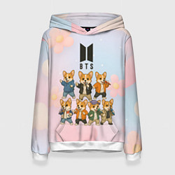 Толстовка-худи женская Корги BTS, цвет: 3D-белый