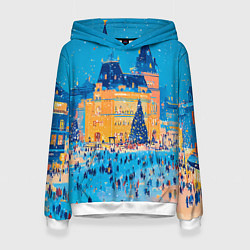 Толстовка-худи женская Московские новогодние каникулы, цвет: 3D-белый