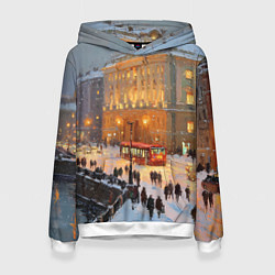 Толстовка-худи женская Предновогодний Санкт-Петербург, цвет: 3D-белый