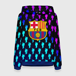 Толстовка-худи женская Barcelona люди градиент неон, цвет: 3D-синий