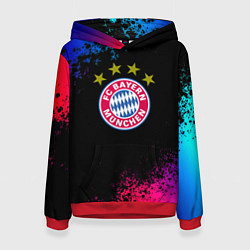Толстовка-худи женская Бавария Мюнхен краски неон градиент, цвет: 3D-красный
