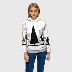 Толстовка-худи женская Новый год - минимализм, цвет: 3D-меланж — фото 2